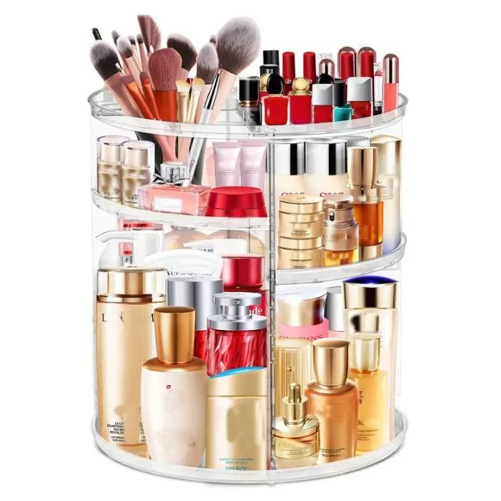 360 Acrylic Rotation Makeup Organizer, Large Capacity, Easy Access, Sturdy